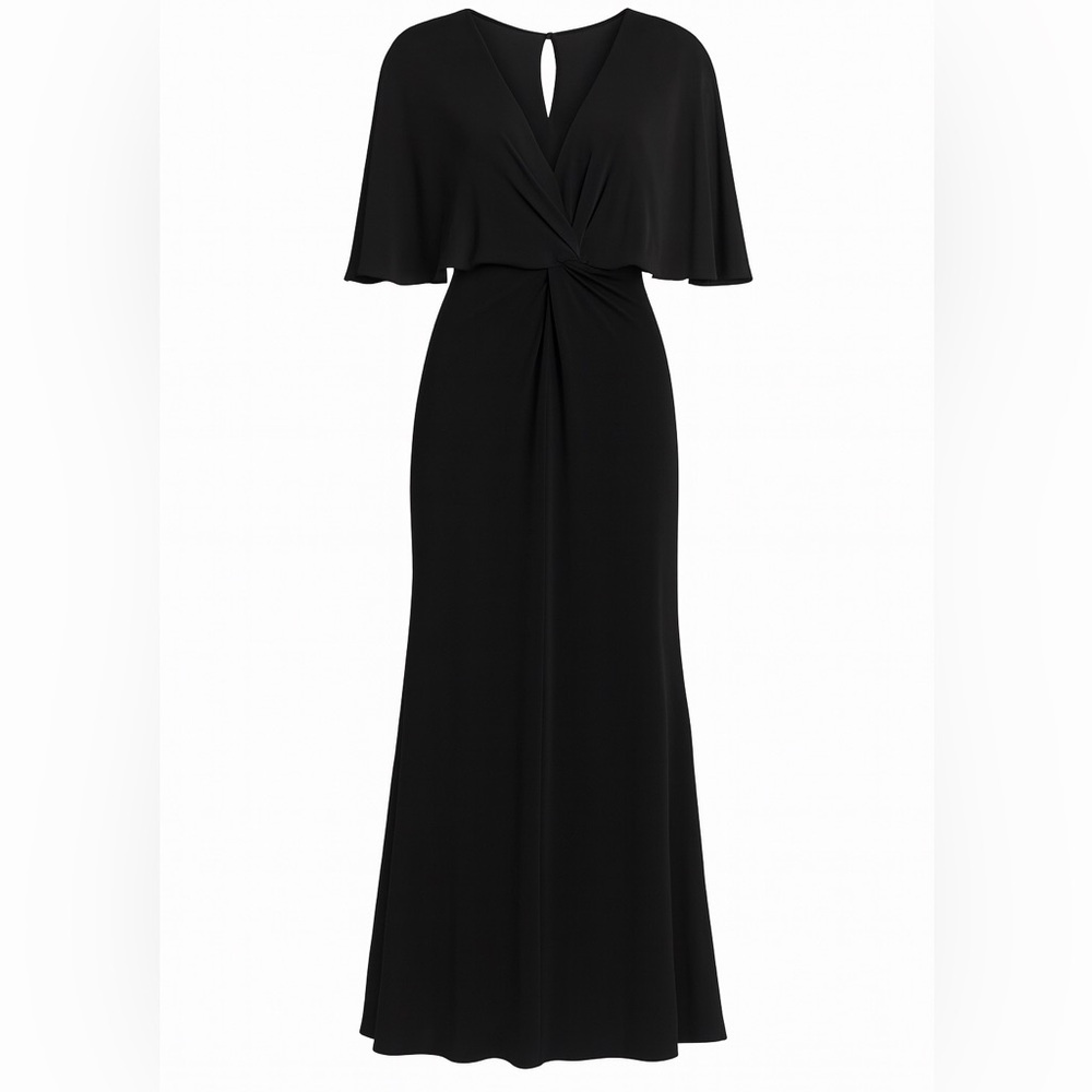 Aqua Black Sparkle Knot-Front Gown – Size 10 – Elegant Evening Dress